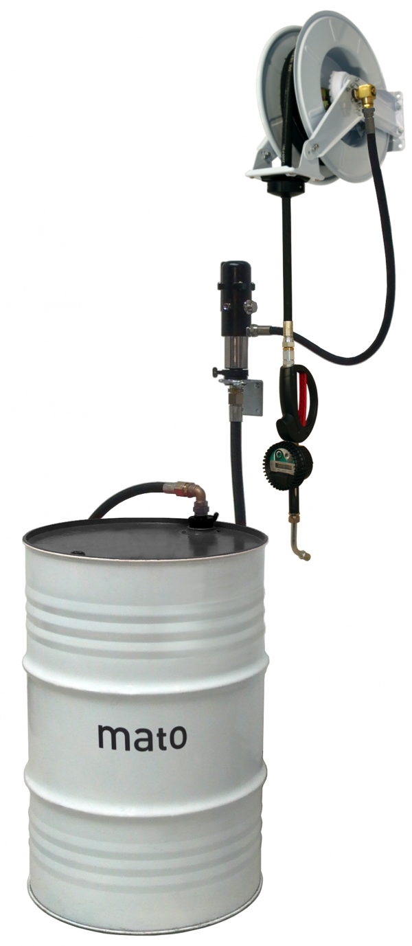 pneuMATO 3 - wall mounted for 200 l oil drums<br>with electronic meter, approved