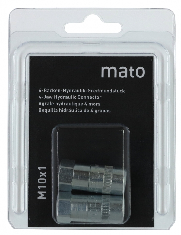 MATO 4-jaw hydraulic coupler-set 2 pcs. R1/8&quot;<br>PoS-design retail blister-pack
