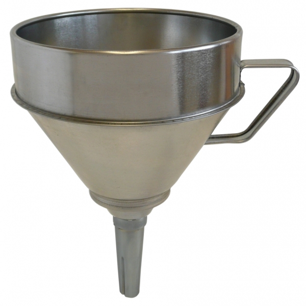 Tin plate funnel with strainer and<br>rigid, straight outlet   F-T 200   ø 200 mm