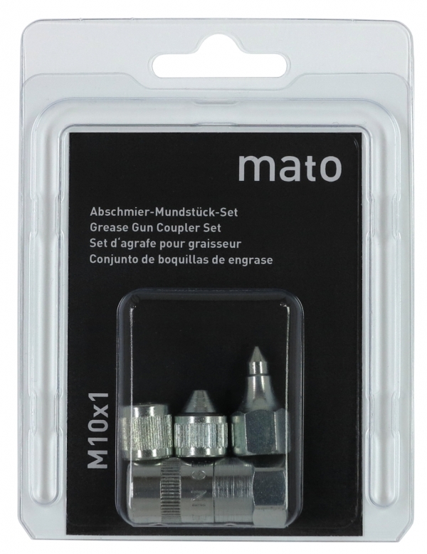 MATO grease gun coupler set, 4 pcs. R1/8&quot;<br>PoS-design retail blister-pack