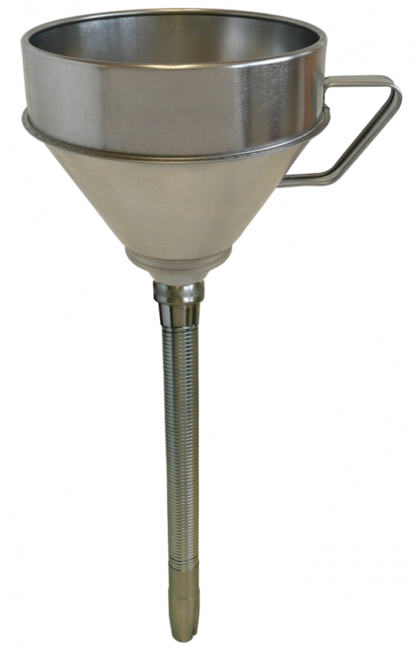 Tin plate funnel with strainer and rigid,<br>straight outlet   FF-T 200   ø 200 mm